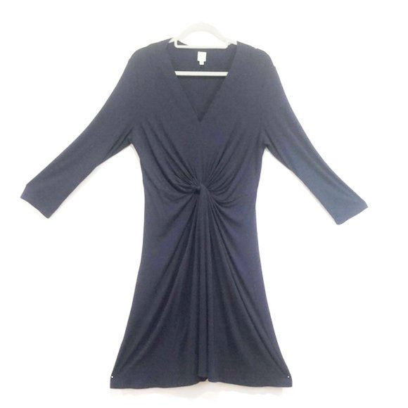 Navy blue Doris (L) knit dress with gathered twist - Picture 2 of 6